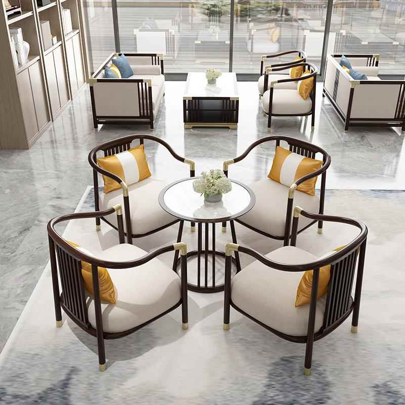 新中式现代洽谈桌椅小圆桌椅售楼处酒店接待桌椅组合美容院会客