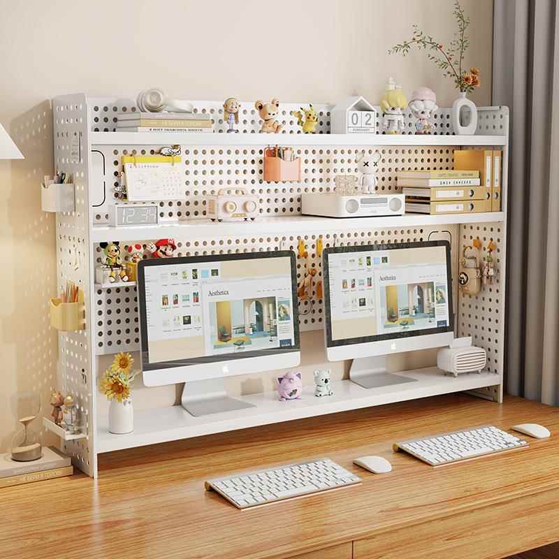 家实木洞洞板桌面KZF置学物架家用习书桌架架多层厂工位收纳展示
