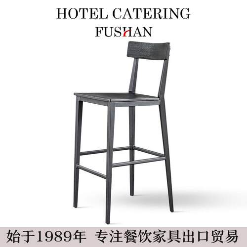 厂家现代简约铁艺酒吧高脚椅子 休闲吧台凳牛角靠背金属椅