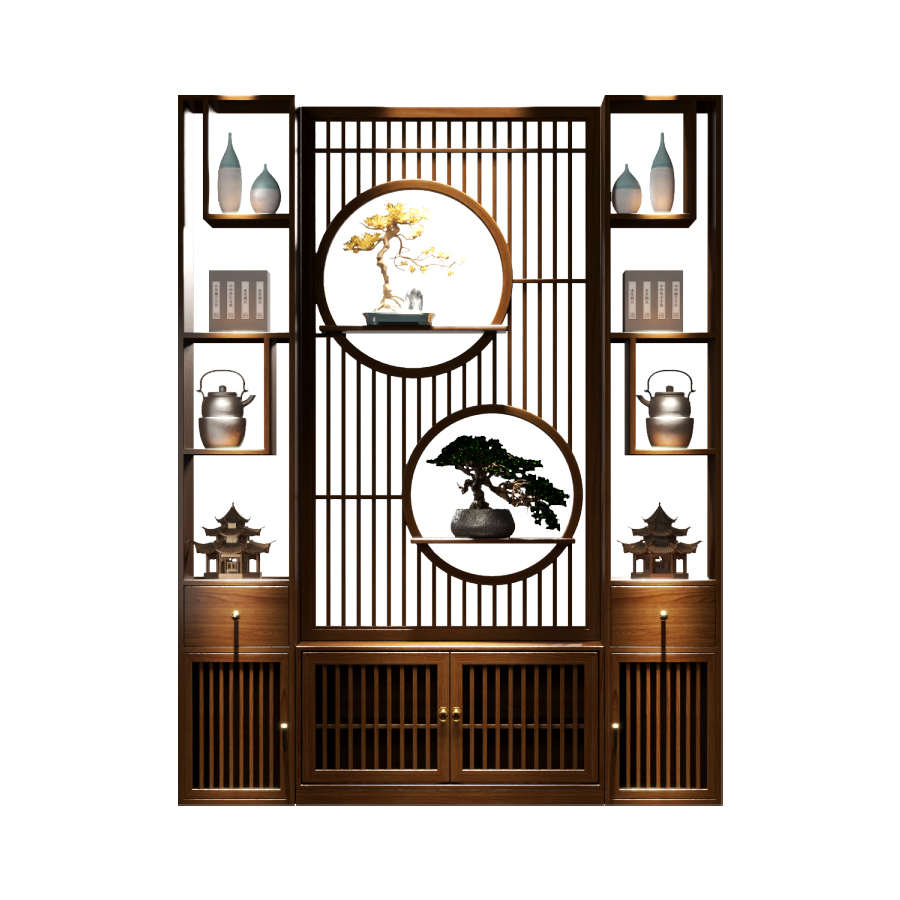 屏风柜子隔断客厅实木入户玄关柜简约现代茶室办公室别墅进门遮挡