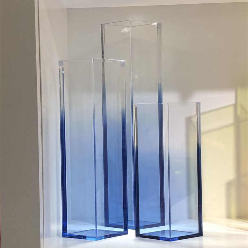 亚克力菱形透明渐变色花器压克力蓝色绿色茶色橙色染色花瓶摆件,家居饰品,香薰托盘,淘宝优惠券,粉丝福利购,淘宝优惠卷