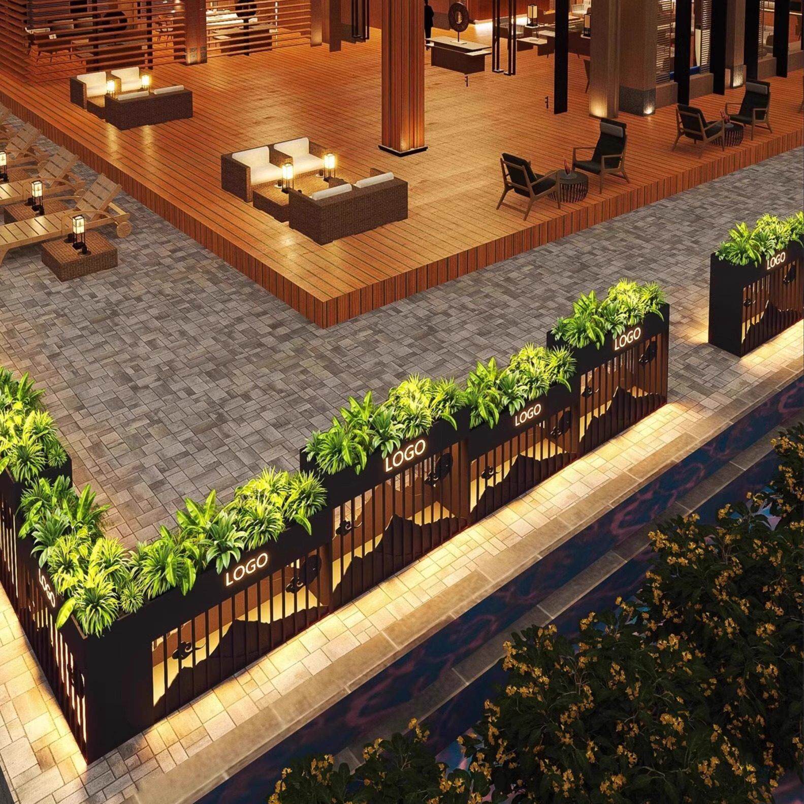 户外花箱组合室内外太阳能LED灯光花槽售楼商场外摆围栏室外隔断