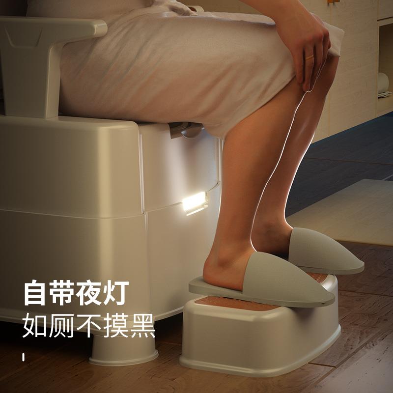 新款直销老人坐便椅孕妇室内可移动马桶老年人坐便器感应小夜灯蹲