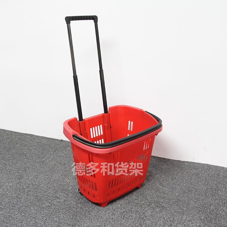 拉杆双拉杆购购物篮双拉杆手塑料提外篮轮卖配带送篮子