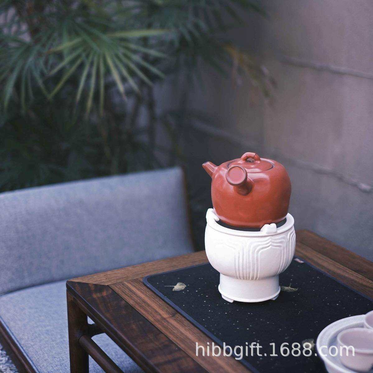新品梵山堂陶壶苏打釉白泥竹叶盖侧把壶煮水壶手工煮茶壶