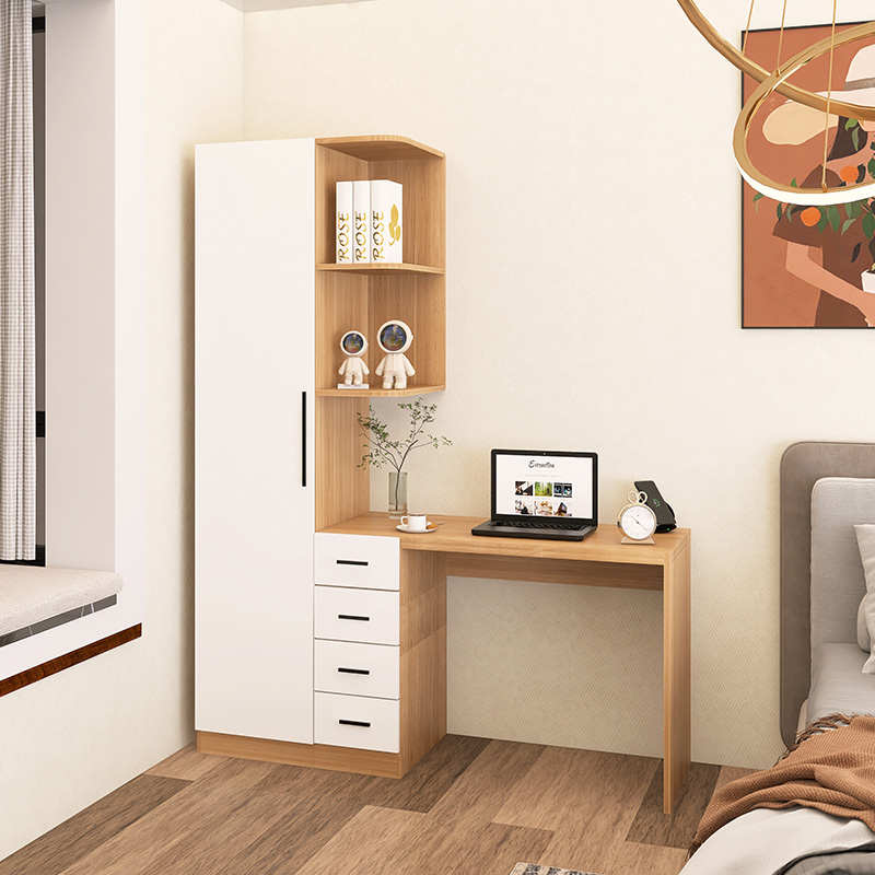 衣柜连书桌一体小户型省空间小卧室拐角墙角衣柜家用电脑桌学习桌