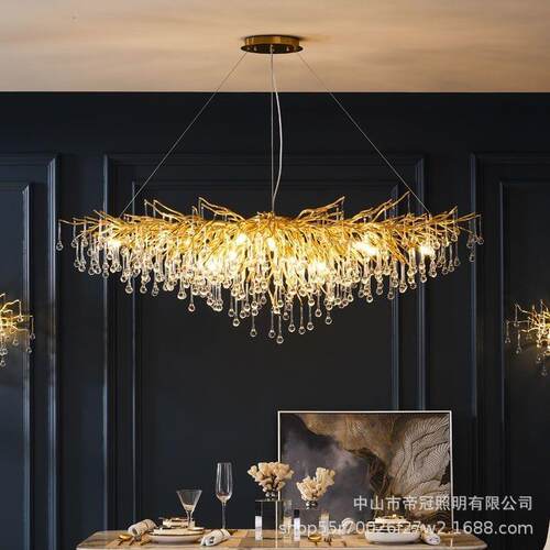 厅后现代法式轻75奢新款枝滴主灯水餐晶水晶灯水树客厅水晶吊灯