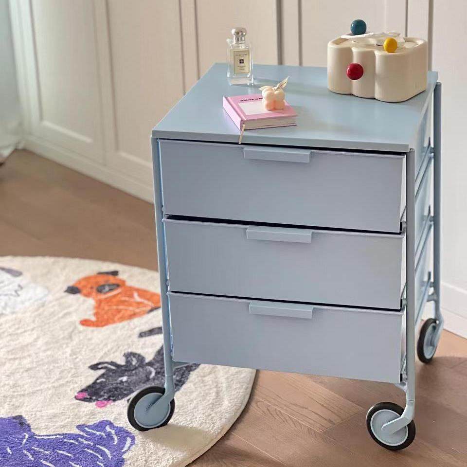 彩色多巴胺移动收纳柜小户型家用奶油风推车收纳柜ins风床头柜,住宅家具,床头柜,淘宝优惠券,粉丝福利购,淘宝优惠卷