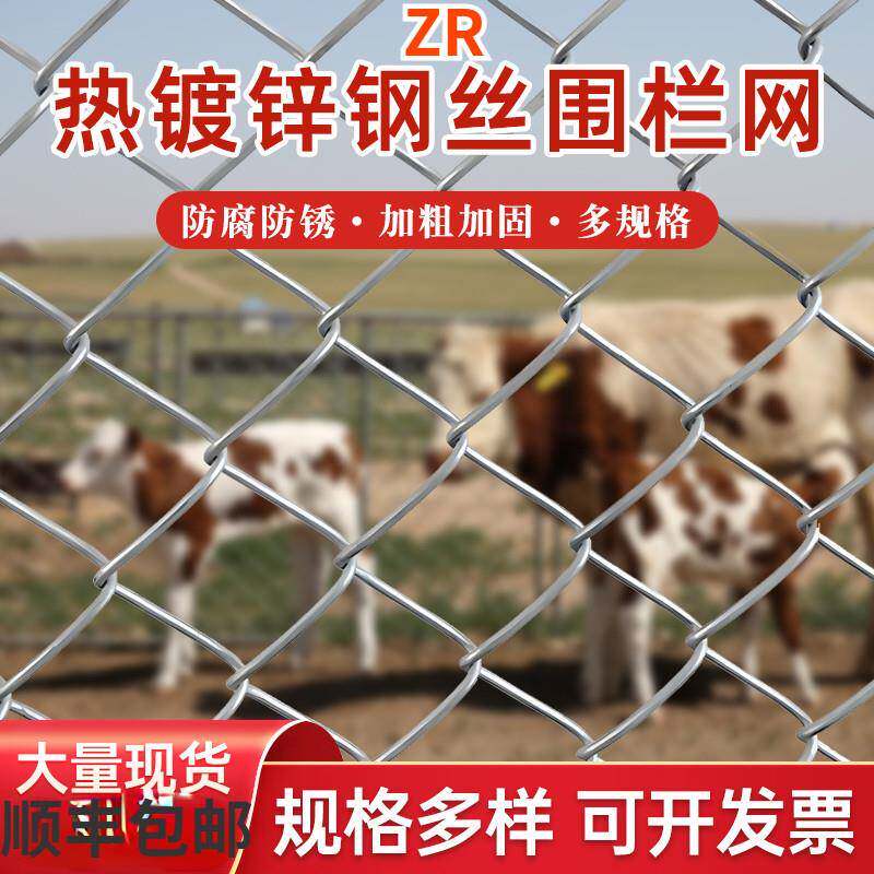 锌热丝浸镀钢网勾花铁丝网养殖鸡地鸭猪狗牛羊围栏网果园圈防护栅
