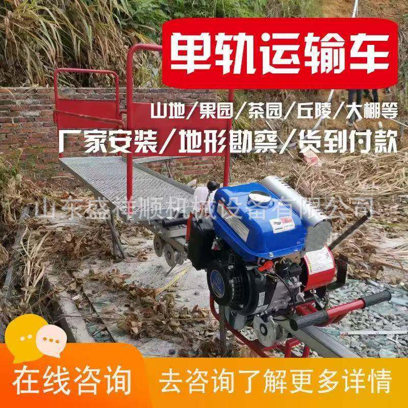 汽油遥控单轨运输车小型驾驶果园轨道搬运车农用自走式小火车