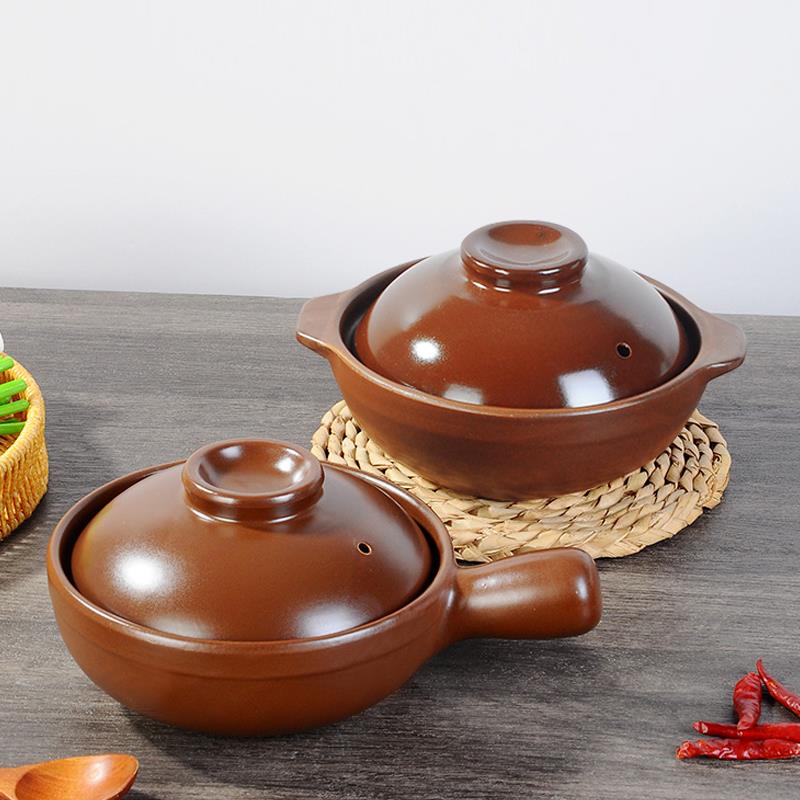 陶土砂锅商用单柄米线煲仔饭黄焖鸡陶瓷砂锅菜锅可明火干烧小沙锅