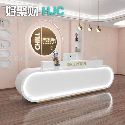新款直销简约现代美容院不锈钢收银台弧形吧台服装婚纱店公司烤漆