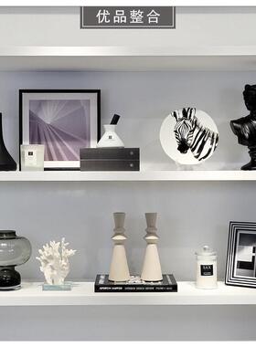 现代样板间简约书柜摆件北欧家居软装饰品挂画相架杯蜡组合ZH2573