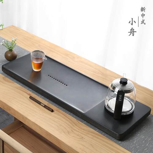 茶具乌金石茶盘套装自动上水茶台烧水壶一体茶托盘带排水茶海家用