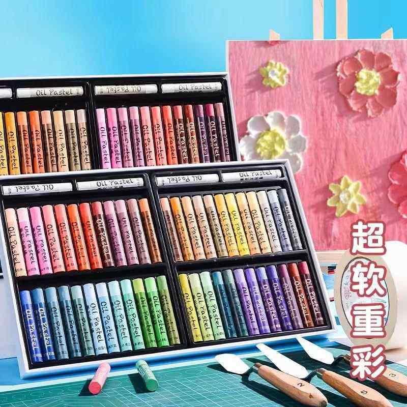 超软重彩油画棒刮刀套装不脏手24/36/48色全套幼儿园奶油性软