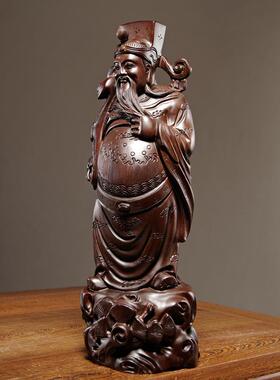 黑檀木雕福禄寿喜财三星摆件实木家居客厅装饰生日贺寿送礼工艺品