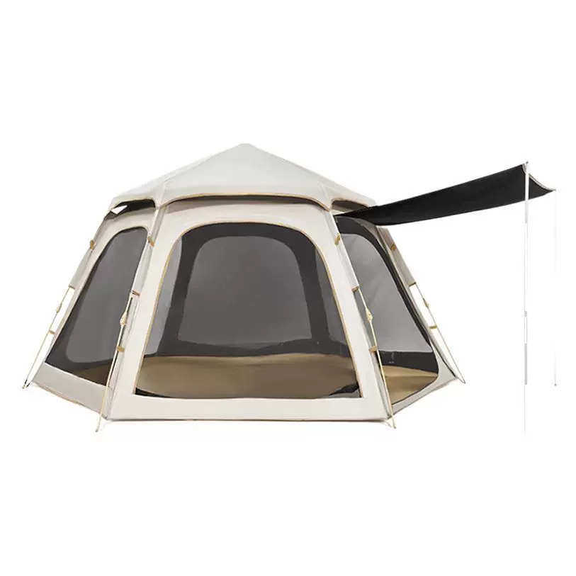 六角帐篷户外露营自动折叠便携式遮光防晒防蚊加厚野营黑胶帐篷