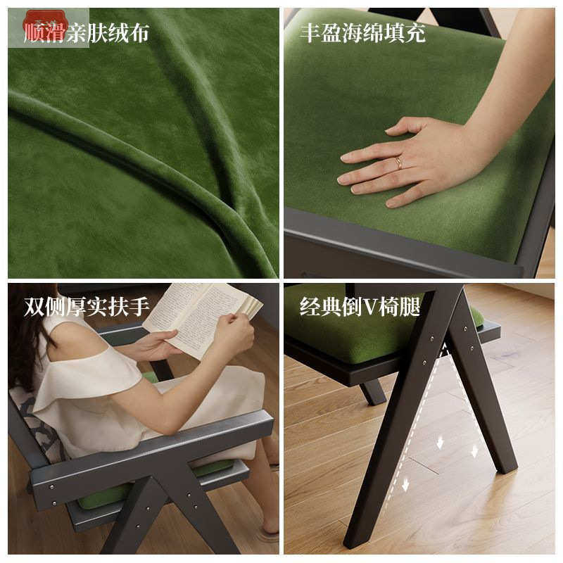 复古风软包K椅家用餐厅现代轻奢椅子网红设计师款中古昌迪加尔椅