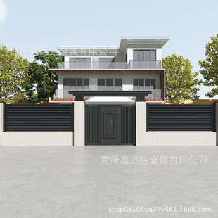 铝合金别墅大门双开门头楼顶铝艺院子花园门自建房电动铁艺庭院门