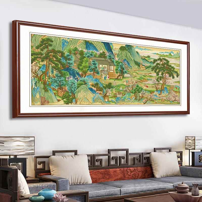 A6L十字绣2023新款线绣客厅名画手工绣大气山水风景桃源图