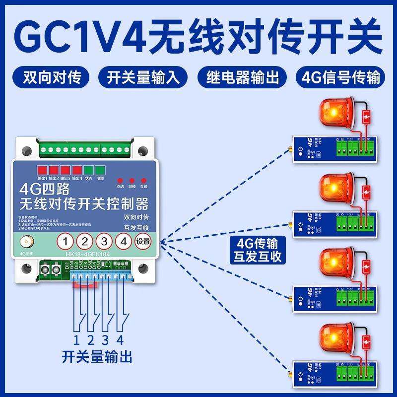GC1V4无线对传开关4G收发远程控制模块开关量无线传输模块对传