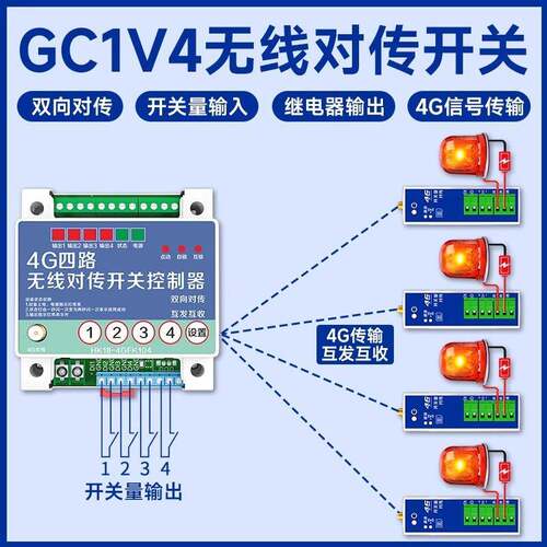 GC1V4无线对传开关4G收发远程控制模块开关量无线传输模块对传