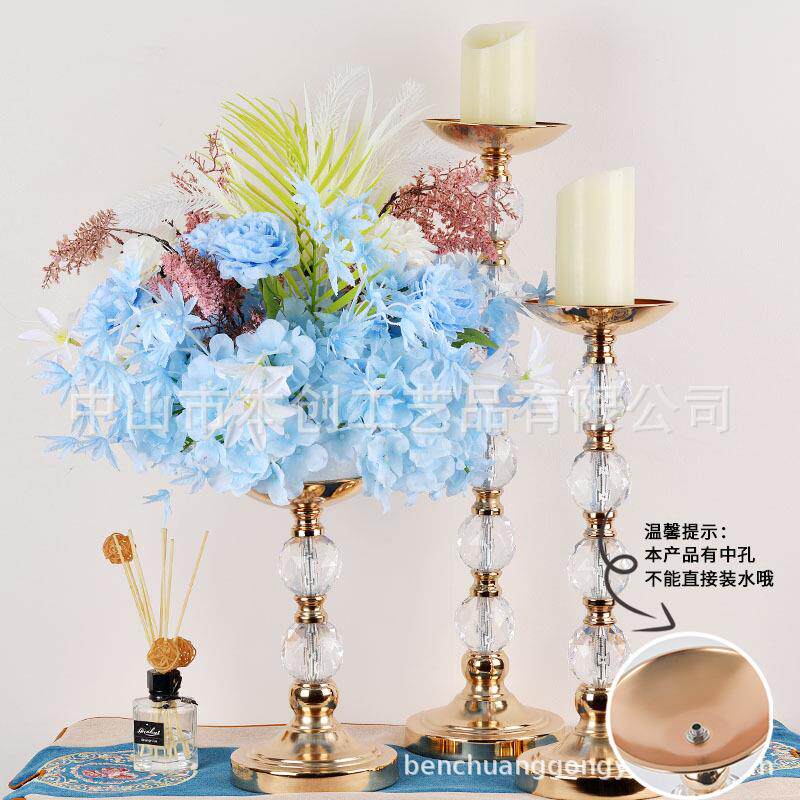 酒店餐桌烛台婚礼现场布置路引花器婚庆道具晚餐蜡烛台铁艺造型