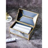 镜面客厅奢透明轻盒抽纸巾收纳纸巾卧室桌面金属家居装 风 饰美式