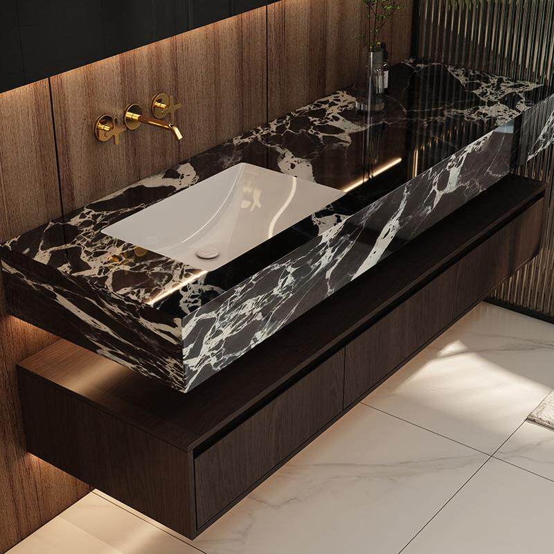 无缝一体盆浴室柜组合卫生间洗漱台洗手洗脸台盆新品岩板陶瓷