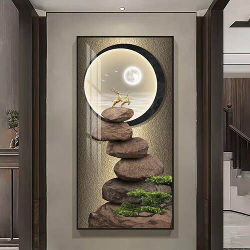 现代轻奢水生流财装EVM饰画入户中过道新式挂画民宿店石酒来运转