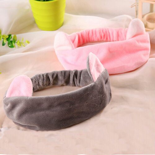 Elastic face washing headband with cat ears, hair tie, cute