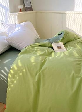 母套婴a类简约25962纯色双拼全棉水洗棉四件套生宿三舍件床单学被