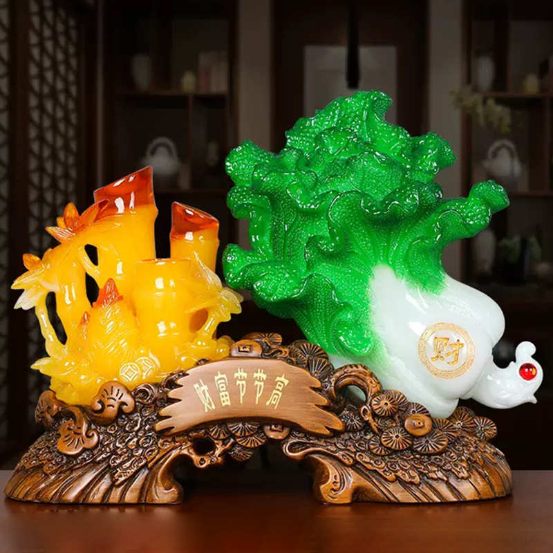 玉竹子白菜招财玉白菜摆件酒柜装饰品公司办公室店铺饭店开业礼品