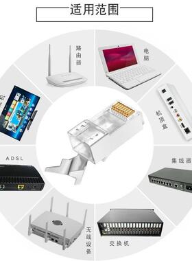 新品镀金七类屏网络水晶头cat7千兆万兆超六类镀金RJ45纯铜水晶头