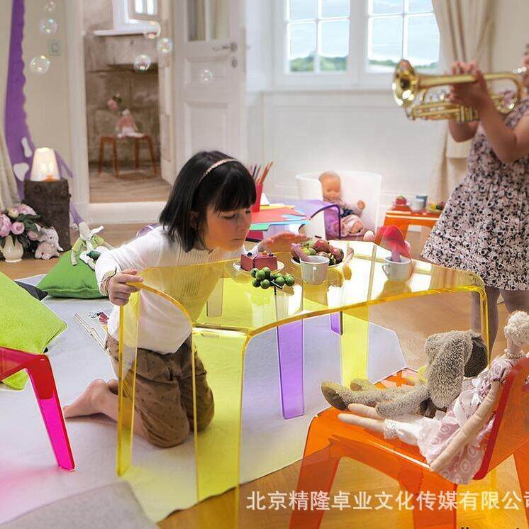 亚克力椅子定制网红透明七彩儿童桌椅简约小凳子创意简约客厅餐椅