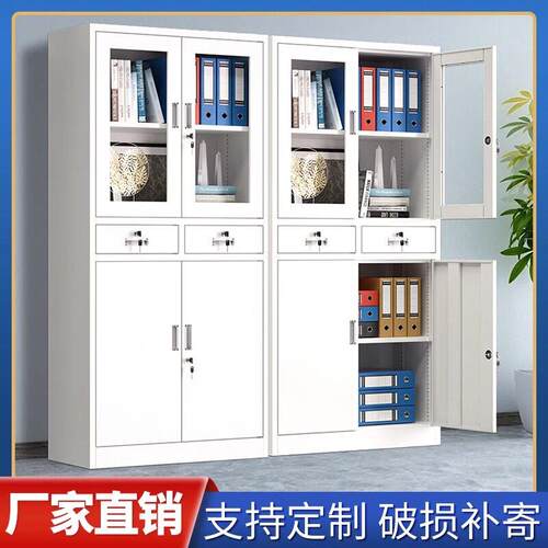 中二斗铁皮文件柜办公室资料档案凭证柜带锁多层钢制书柜储物柜子