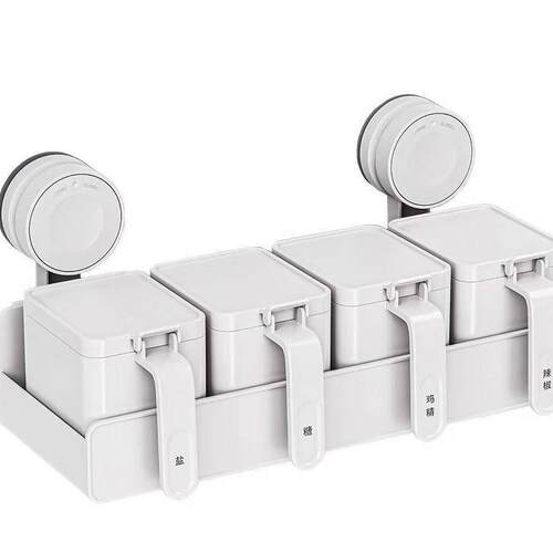 Wall-mounted salt tank sealed storage rack, kitchen seasonin