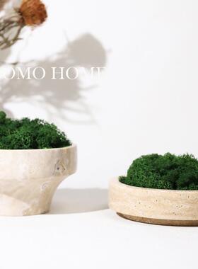 洞圆形石苔花器永生藓摆件样板房16699689店洽谈桌装饰家酒居工艺
