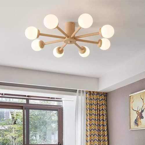 灯具豆客厅卧室led日式吊原木分子灯餐吊灯木质灯北欧风灯餐厅魔