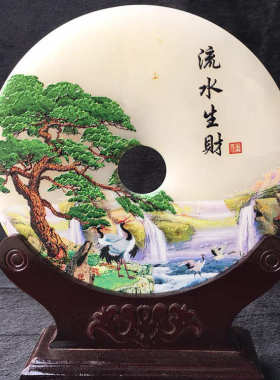 玉器玉石阿富汗高档3d平安 立扣白玉 体彩创意白玉工艺品天然摆件