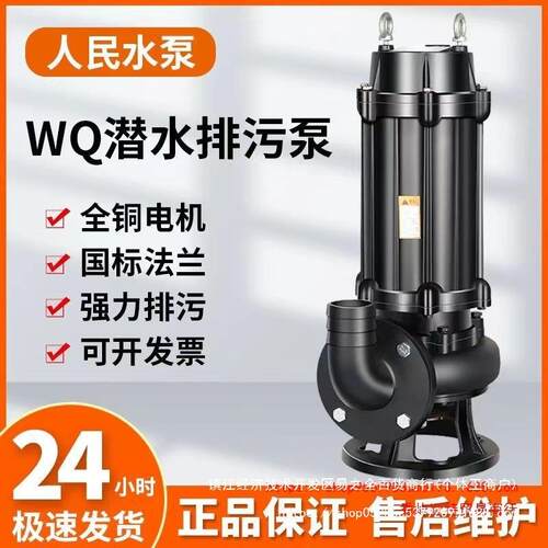 人民国标纯铜排污泵单相220V家用潜水泵三相380V大功率污水泵