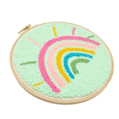 Punch Embroidery Starter Kits Rainbow Yarn Instructions