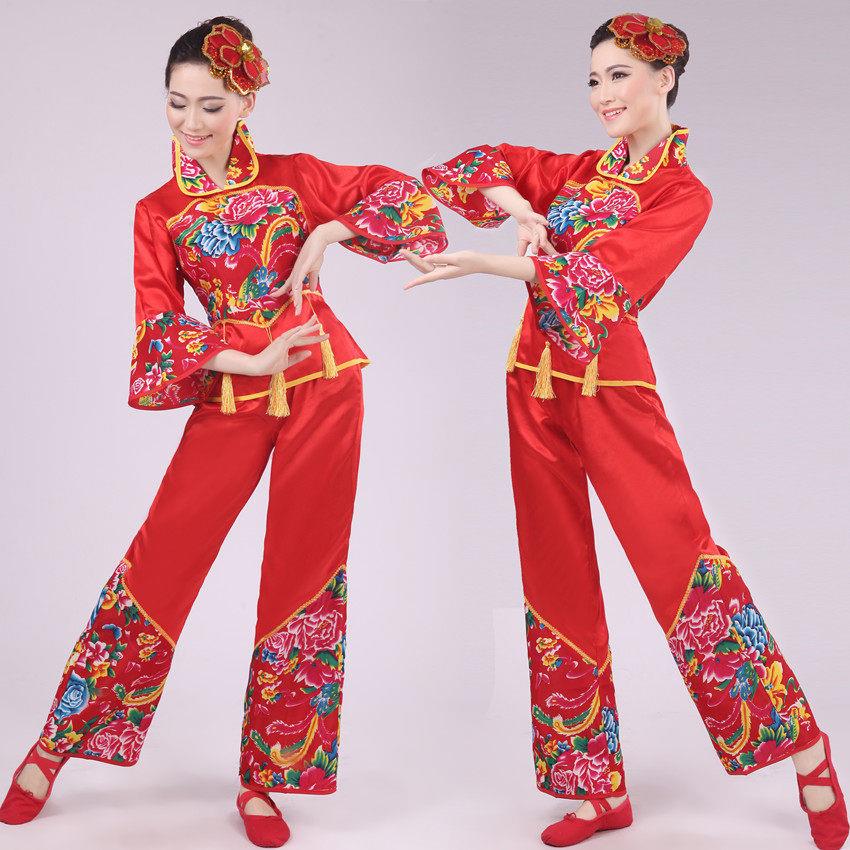 新款秧歌服女装2025民族舞蹈演出服装腰鼓舞扇子舞广场舞表演服装