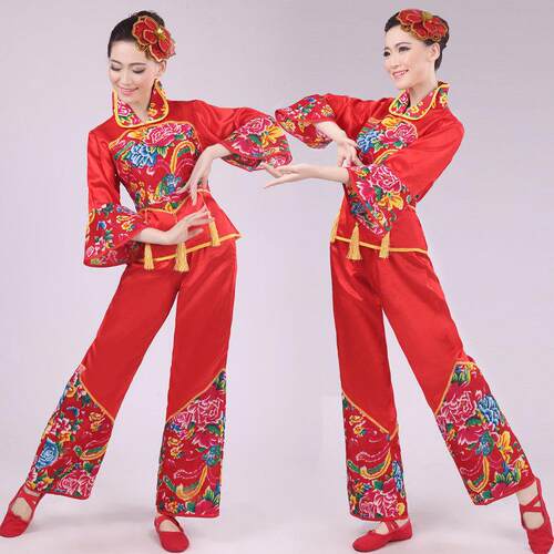 新款秧歌服女装2025民族舞蹈演出服装腰鼓舞扇子舞广场舞表演服装