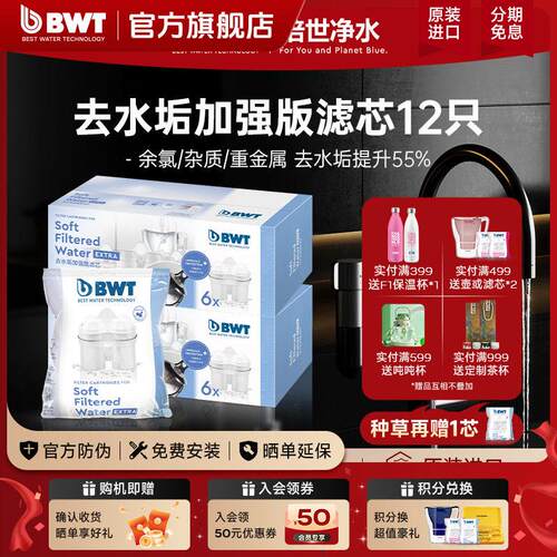 BWT倍世欧洲原装进口通用去水垢加强款滤芯过滤净水壶滤水净水器