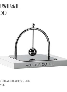 现代简约欧式轻奢银色金属几何创意摆件纸巾架样板房售楼处饰品