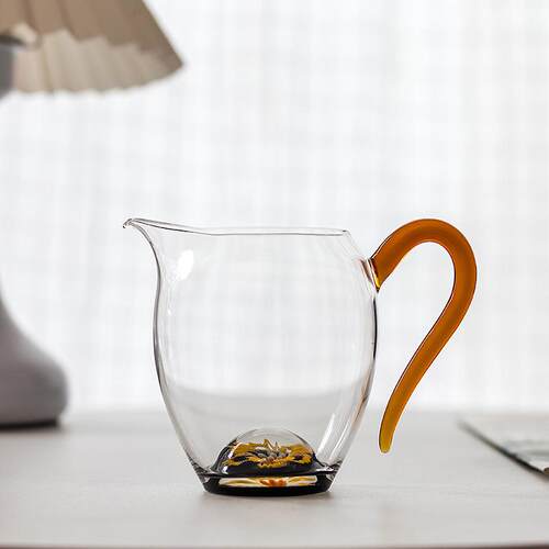 玻璃公道杯花语凤尾公杯高端加厚耐热玻璃手工分茶器家用办公专用