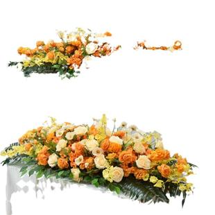 长条商务花花会议桌花花迎宾台花装饰仿真长桌签约假布置摆桌面桌