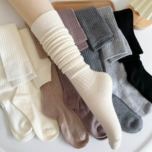 Women Long Socks Cashmere Women Boot Solid Wool Thigh Stocki