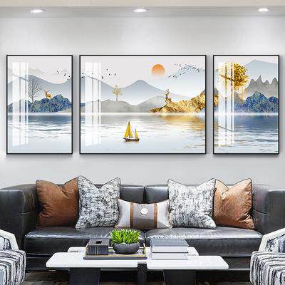 高档客装饰画现代简约沙发景墙画轻奢欧风格三联画卧室床头背壁北
